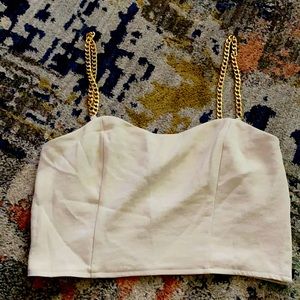 New crop top with chain straps and side zipper